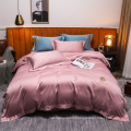 Cotton and washed silk embroidery bedding set